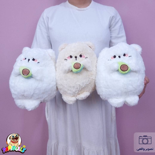 عروسک گربه آووکادو به دست سایز ۲۵ سانتیمتر